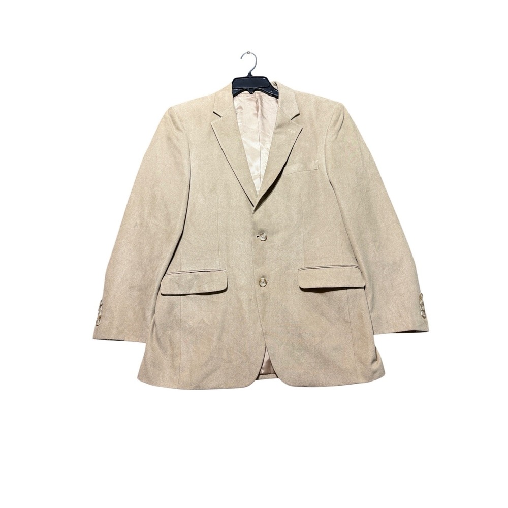 Andrew Fezza Sport Coat Mens 40R Tan Good Two‎ Button Faux Suede Baxter